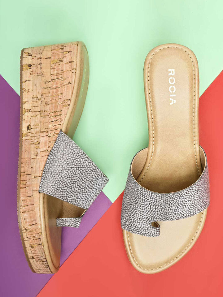 Rocia By Regal Antique Gold Women Casual Wedge Sandals