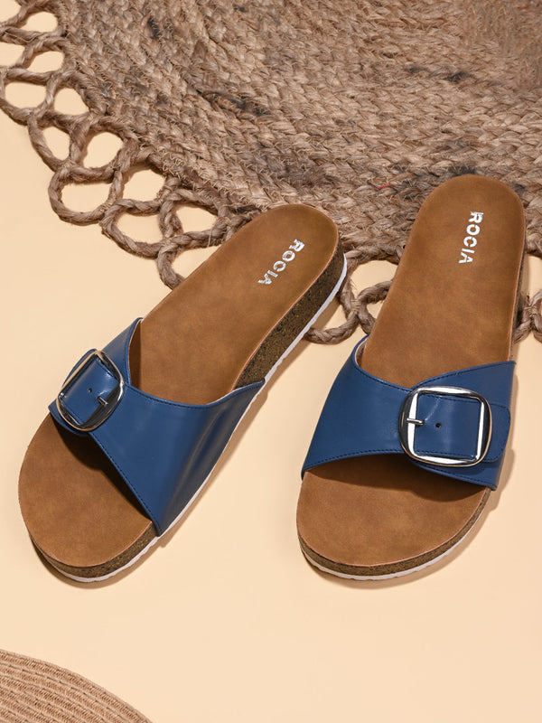 Rocia By Regal Ash Blue Women Casual Flat Sliders