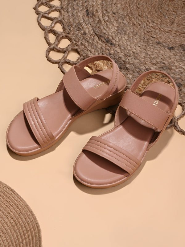 Rocia By Regal Peach Women Casual Wedge Heel Sandals