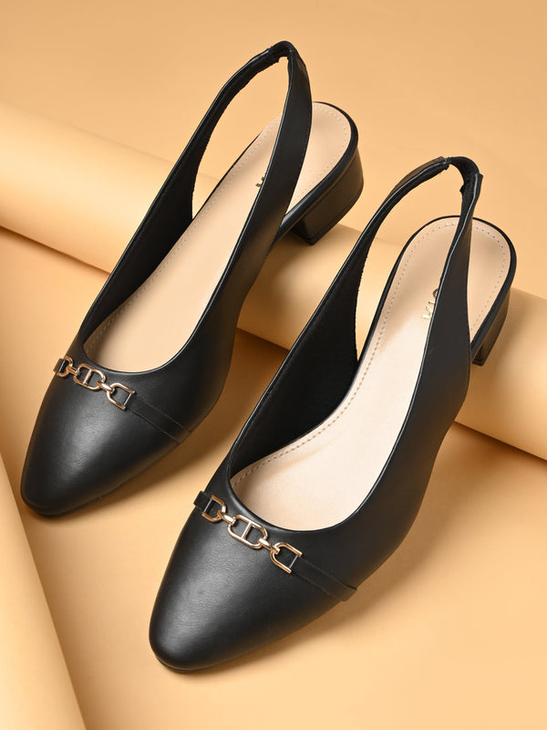 Rocia By Regal Black Women Classic Buckled Sling Back Sandals