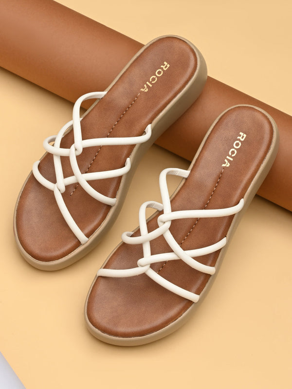 Rocia By Regal White Women Criss Cross Platforms