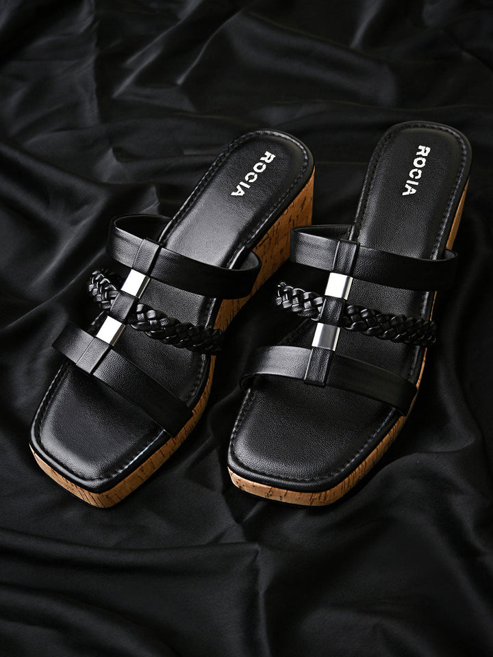 Rocia By Regal Black Women Casual Wedges
