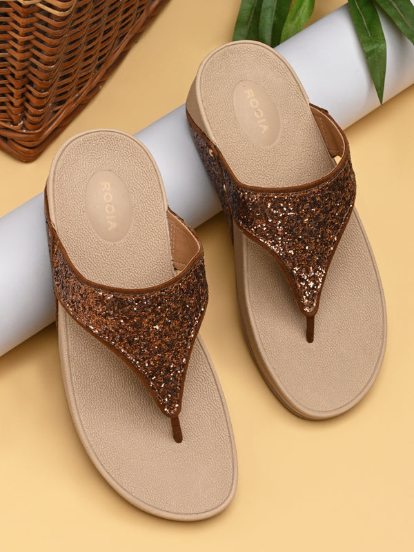 Rocia By Regal Antique Gold Women Shimmer Flats