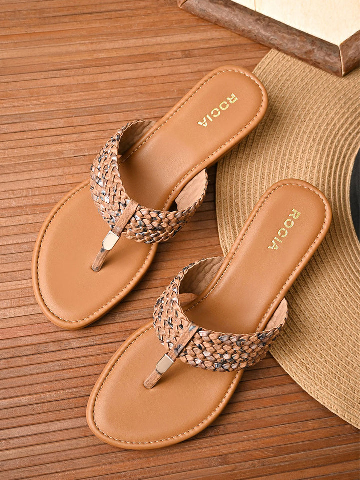 Rocia By Regal Tan Women Braided Casual Wedges