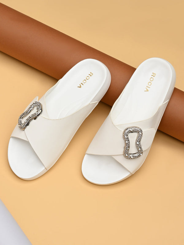 Rocia By Regal White Women Buckled Stylish Flats