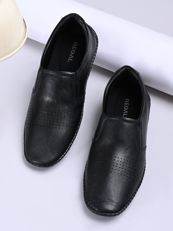 Regal Black Men Casual Comfort Slip Ons