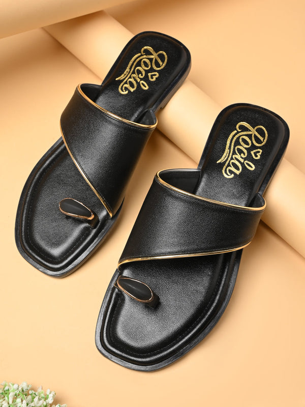 Rocia By Regal Black Women Stylish One Toe Flats