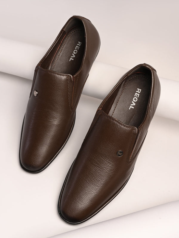 Regal Brown Mens Basic Leather Slip Ons