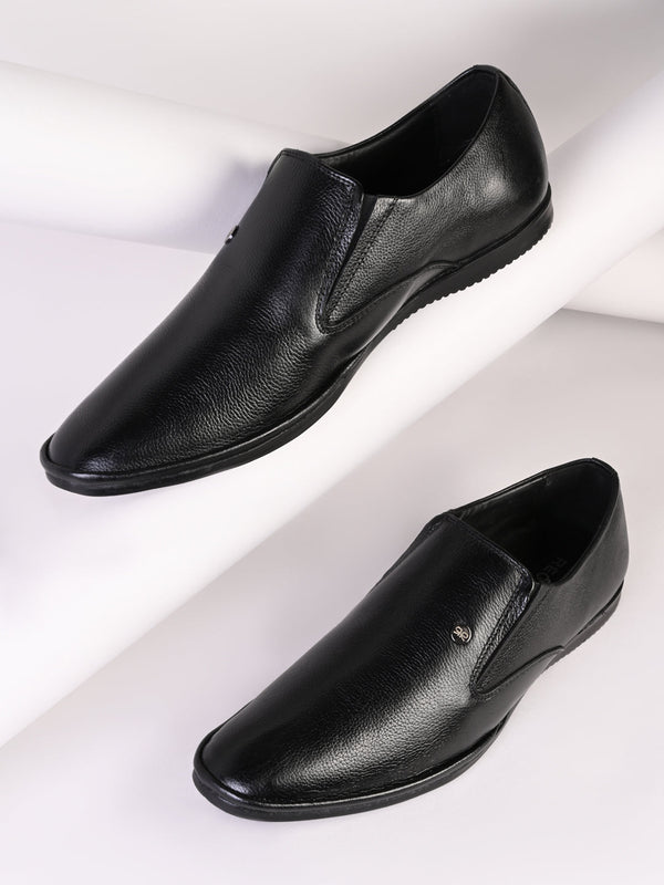 Regal Black Mens Classic Leather Slip Ons