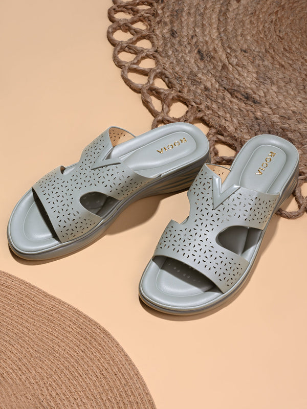 Rocia By Regal Green Women Laser Cut Comfort Flats