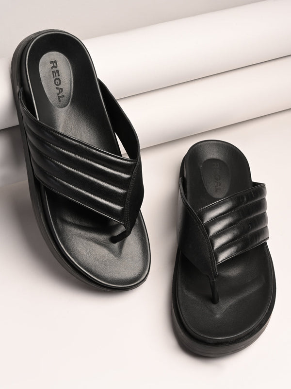 Regal Black Mens Comfort Leather Sandals