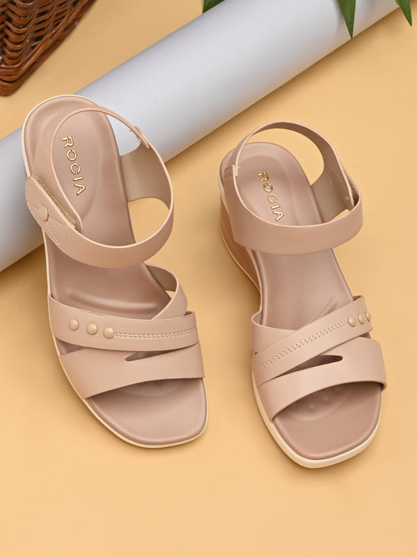 Rocia By Regal Nude Women Comfort Wedge Sandals