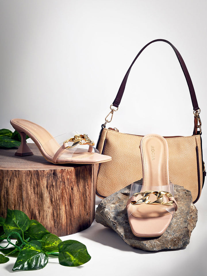 Rocia By Regal Nude Women Vinyl Chained Sandals