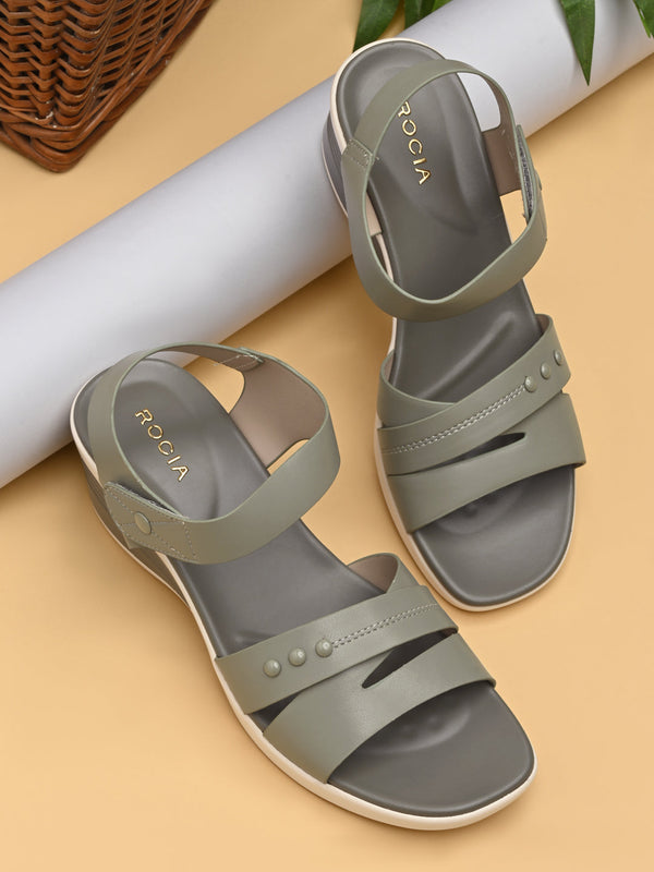 Rocia By Regal Green Women Comfort Wedge Sandals