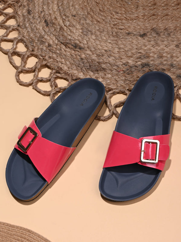 Rocia By Regal Pink Women Patent Slider Flats