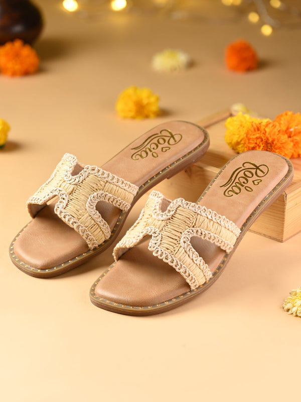 Rocia By Regal Beige Women Rafia H Flats