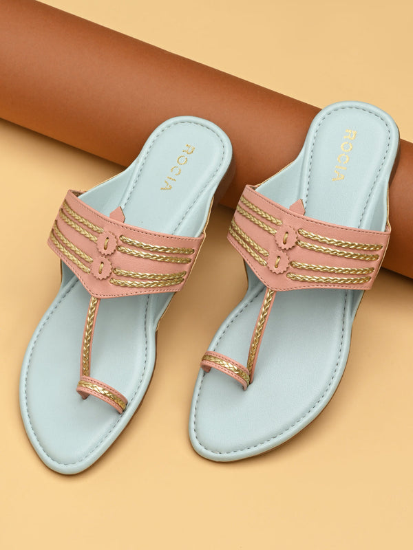 Rocia By Regal Pink Women Stylish Flat Kolhapuris