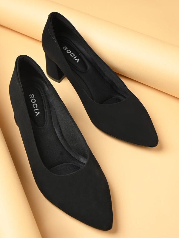 Rocia By Regal Black Women Classic Block Heel Pumps