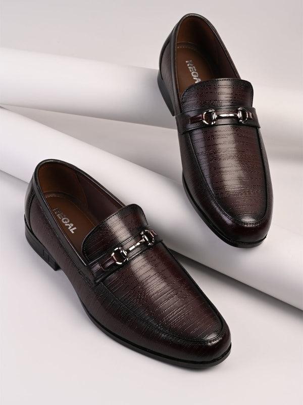 Regal Maroon Mens Glossy Leather Formal Buckled Slip Ons