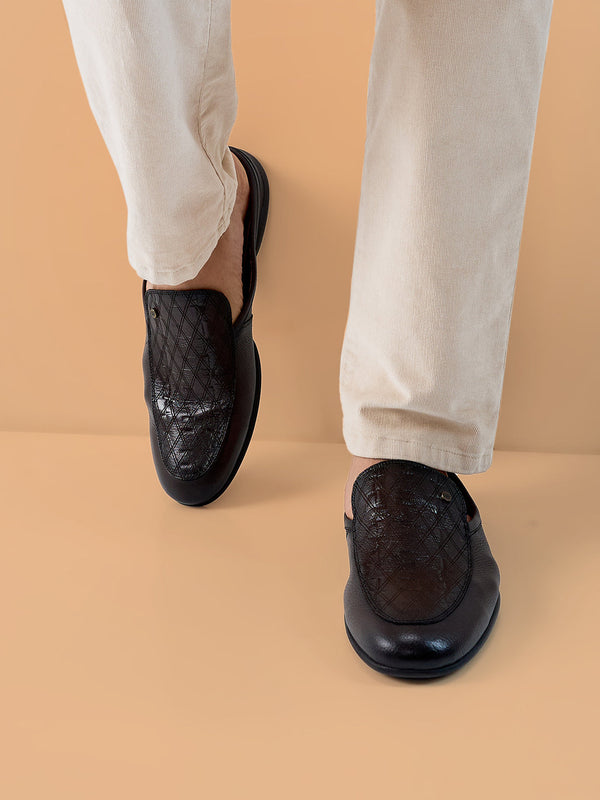 Regal Brown Mens Stylish Textured Mules