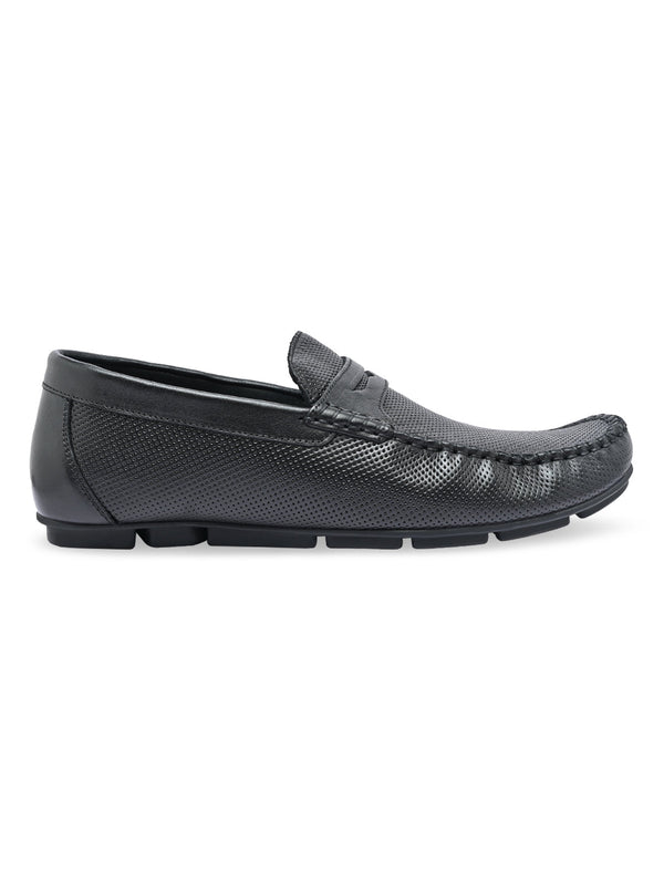 Regal Black Men Casual Laser Cut Loafers