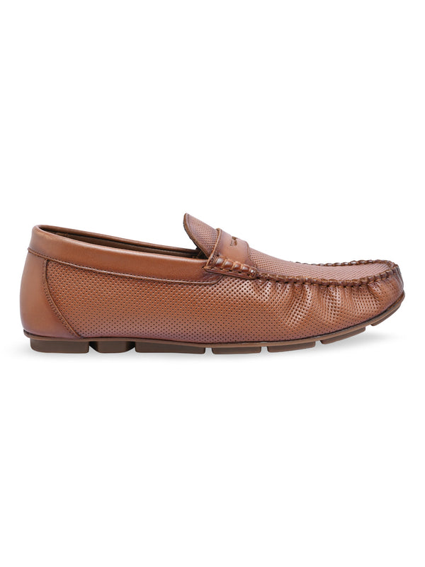 Regal Brown Men Casual Laser Cut Loafers
