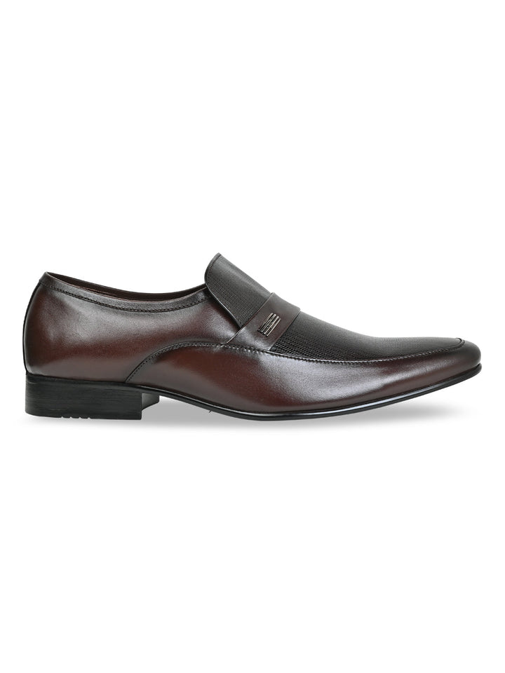 Regal Maroon Men Formal Textured Leather Slip Ons