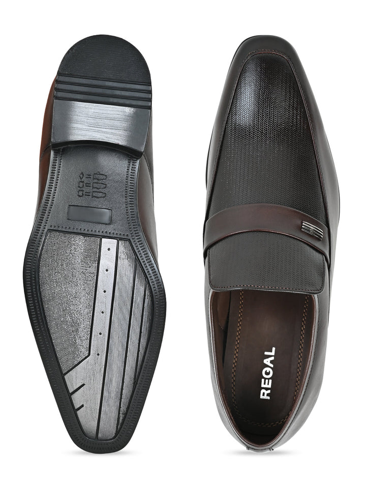 Regal Maroon Men Formal Textured Leather Slip Ons