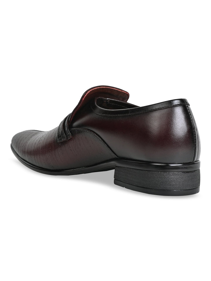 Regal Maroon Men Formal Textured Leather Slip Ons