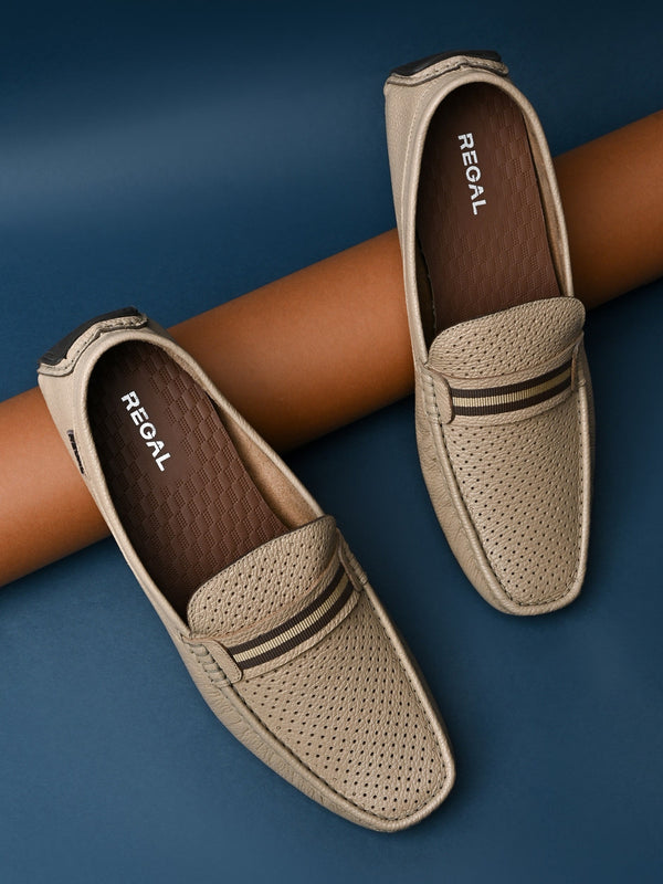 Regal Beige Men Casual Laser Cut Loafer