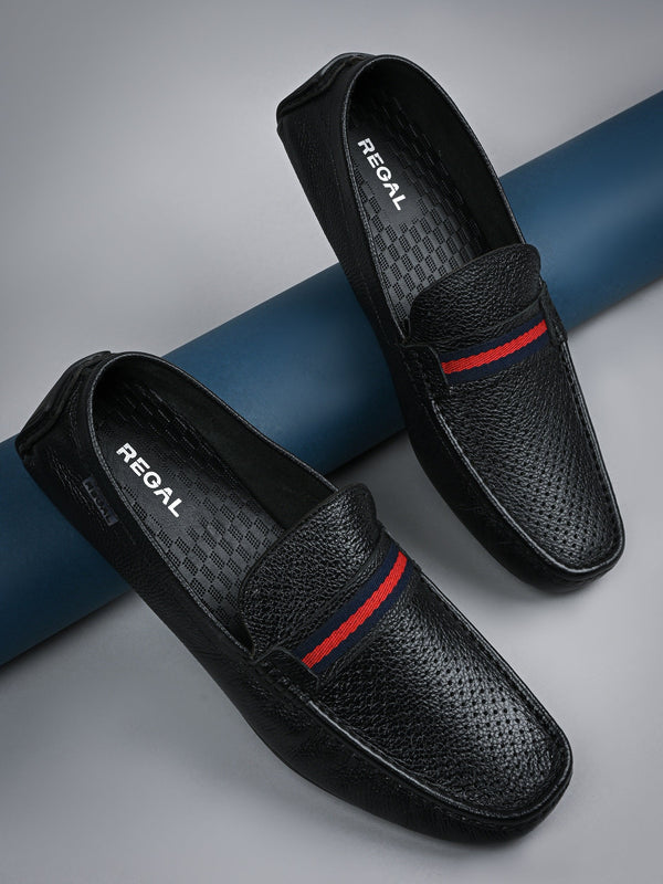 Regal Black Men Casual Laser Cut Loafer