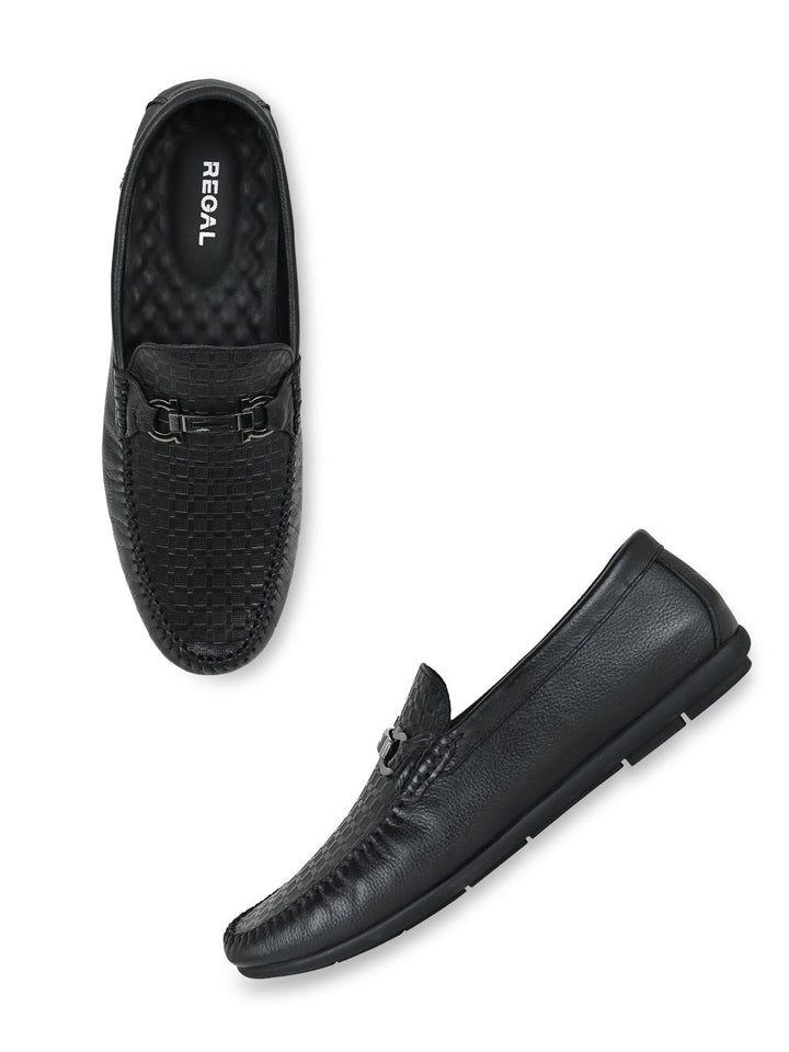 Regal Black Men Casual Buckled Loafers