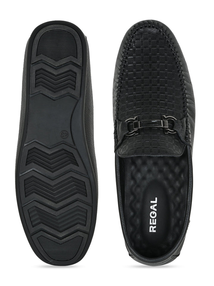 Regal Black Men Casual Buckled Loafers