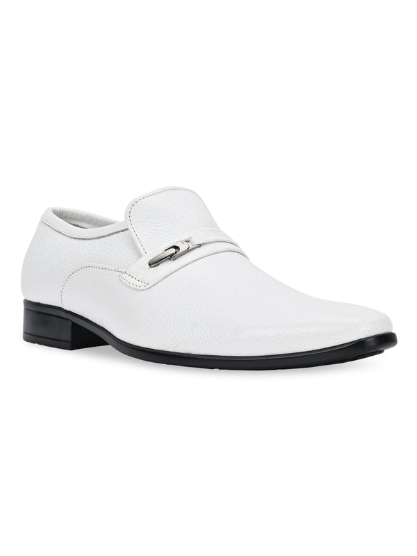 Regal White Men White Drymill Leather Slip Ons