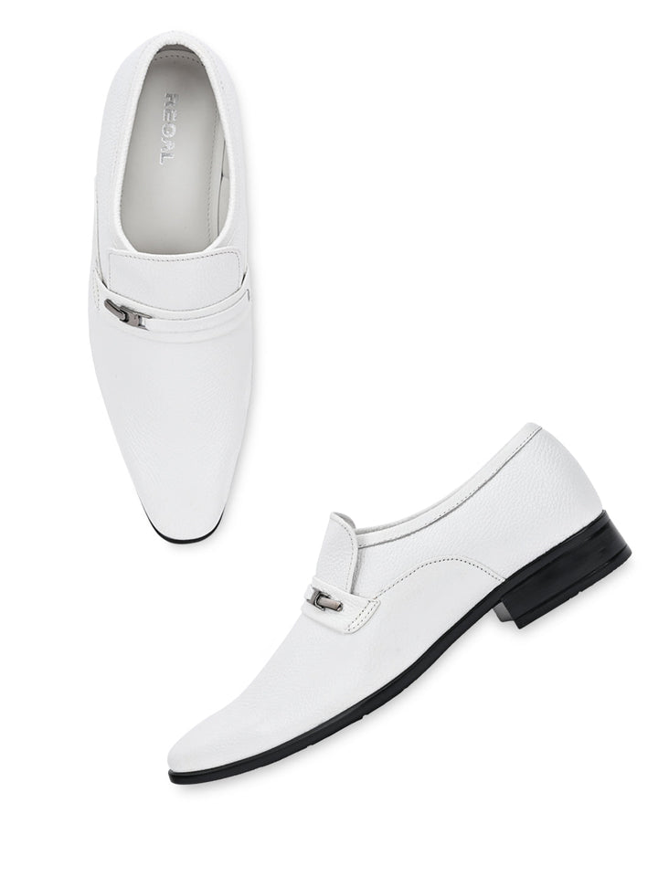 Regal White Men White Drymill Leather Slip Ons