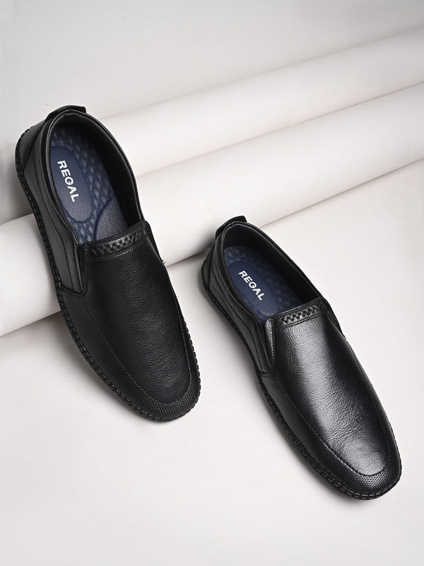 Regal Black Men Casual Slip Ons