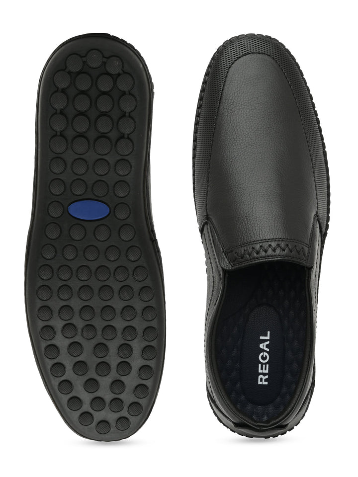 Regal Black Men Casual Slip Ons