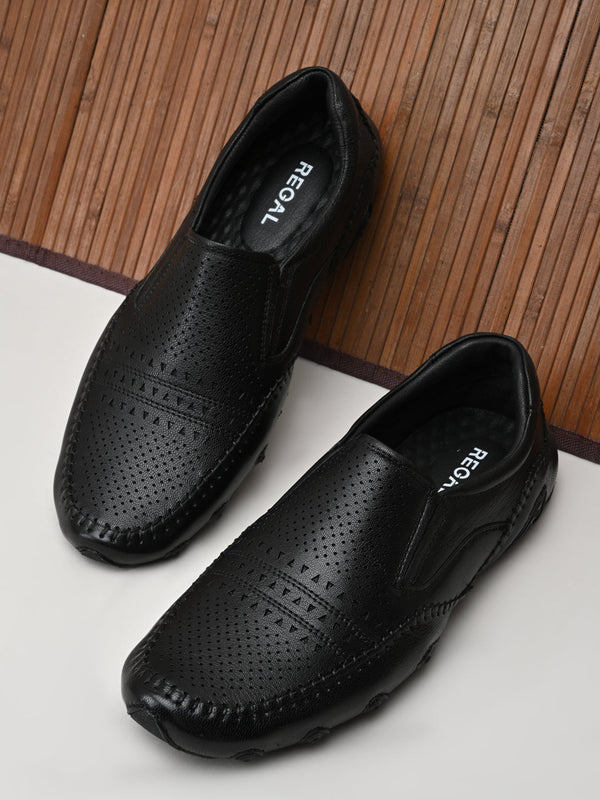 Regal Black Mens Casual Leather Shoes