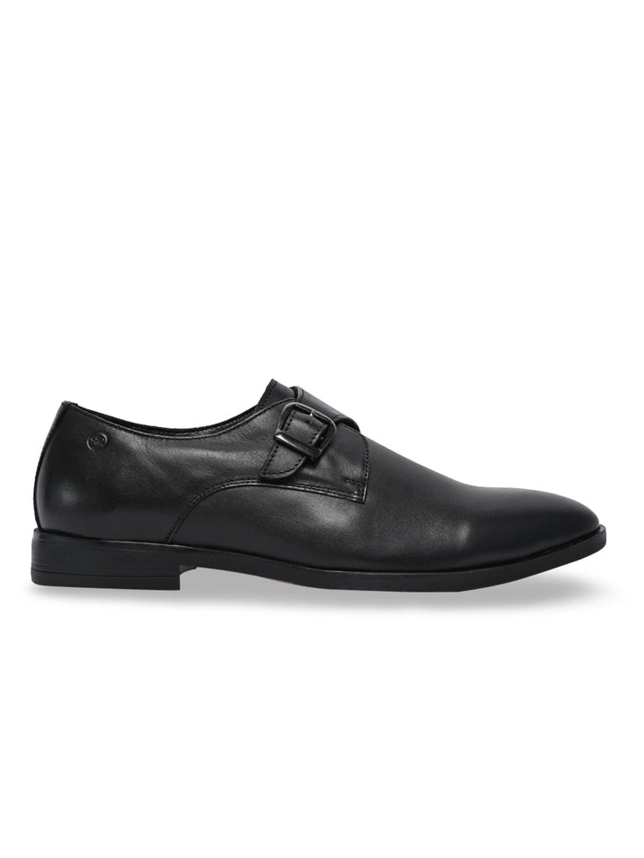 Regal Black Men Leather Single Monks