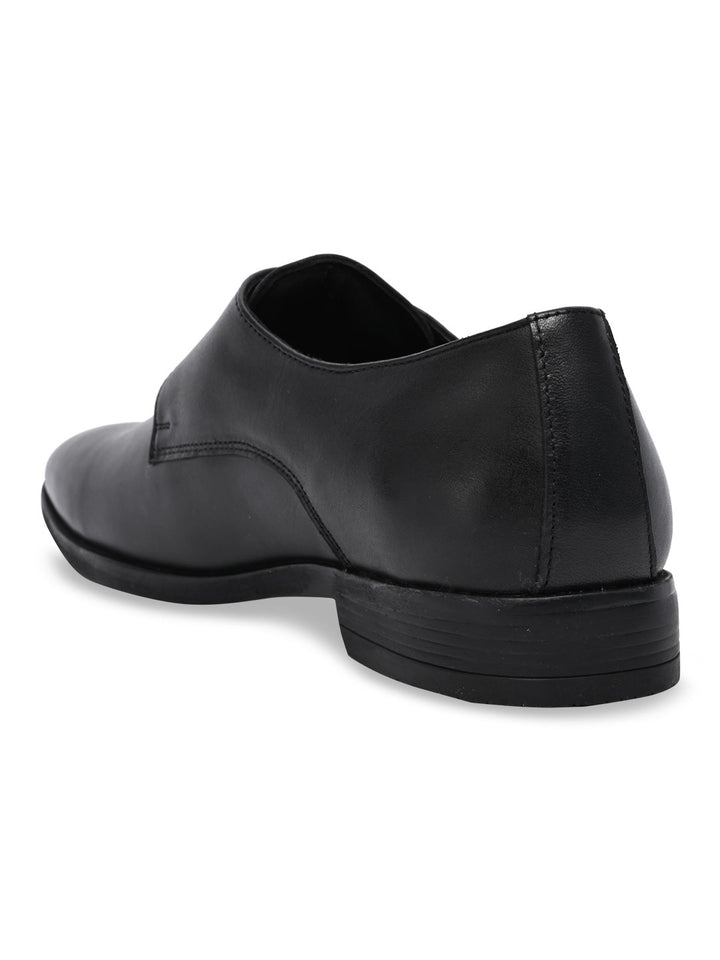 Regal Black Men Leather Single Monks