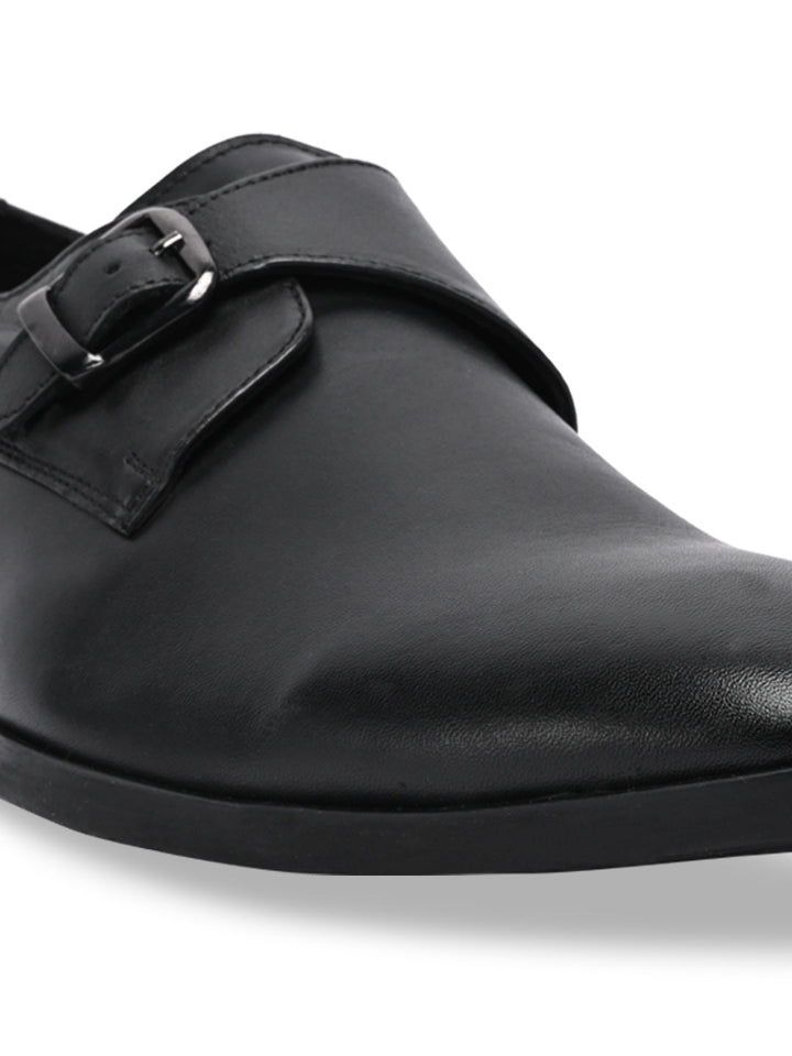 Regal Black Men Leather Single Monks