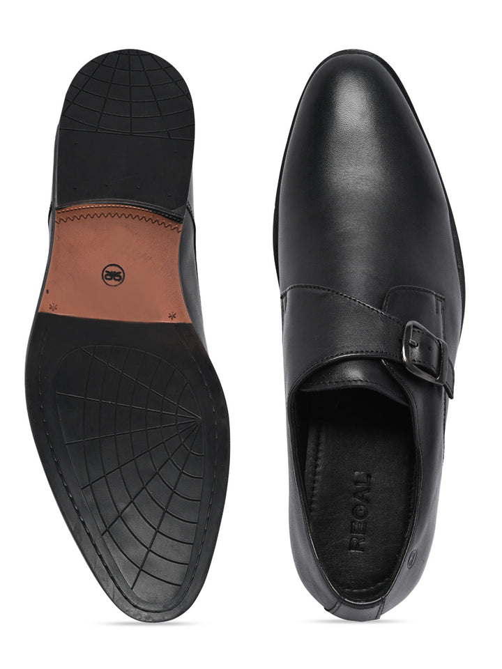 Regal Black Men Leather Single Monks
