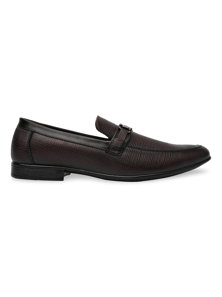 Regal Brown Mens Textured Leather Buckled Slip Ons