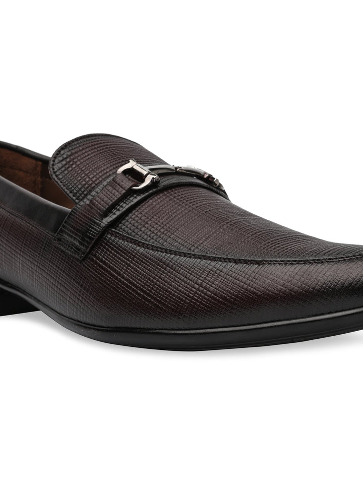 Regal Brown Mens Textured Leather Buckled Slip Ons