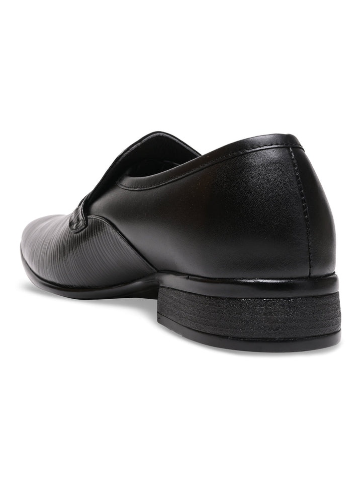 Regal Black Men Textured Patent Slip Ons
