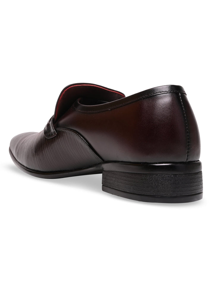 Regal Maroon Men Textured Patent Slip Ons