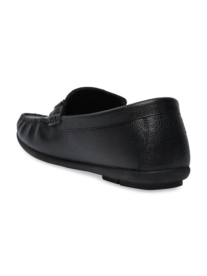 Regal Black Men Casual Leather Buckled Loafers