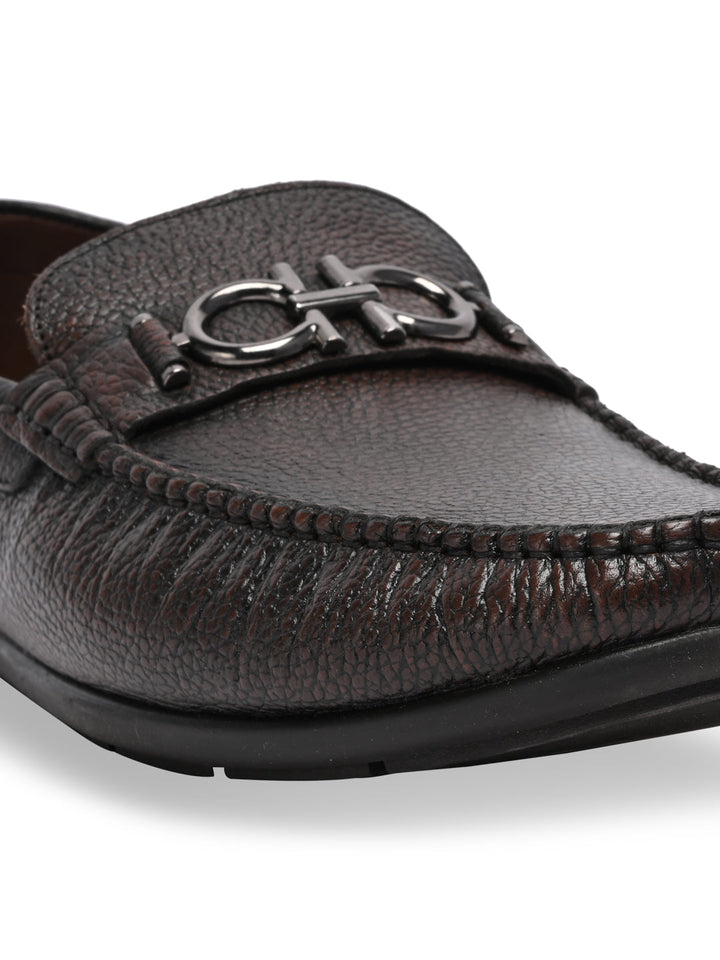 Regal Brown Men Casual Leather Buckled Loafers