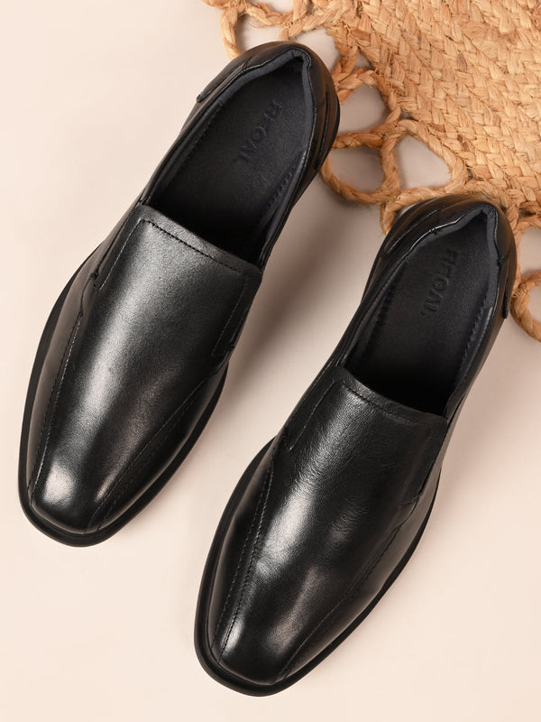 Regal Black Men Light Weight Comfort Leather Slip Ons