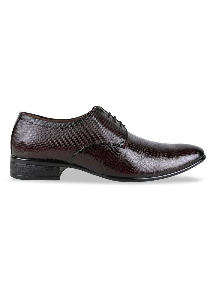 Regal Maroon Men Textured Leather Lace Ups
